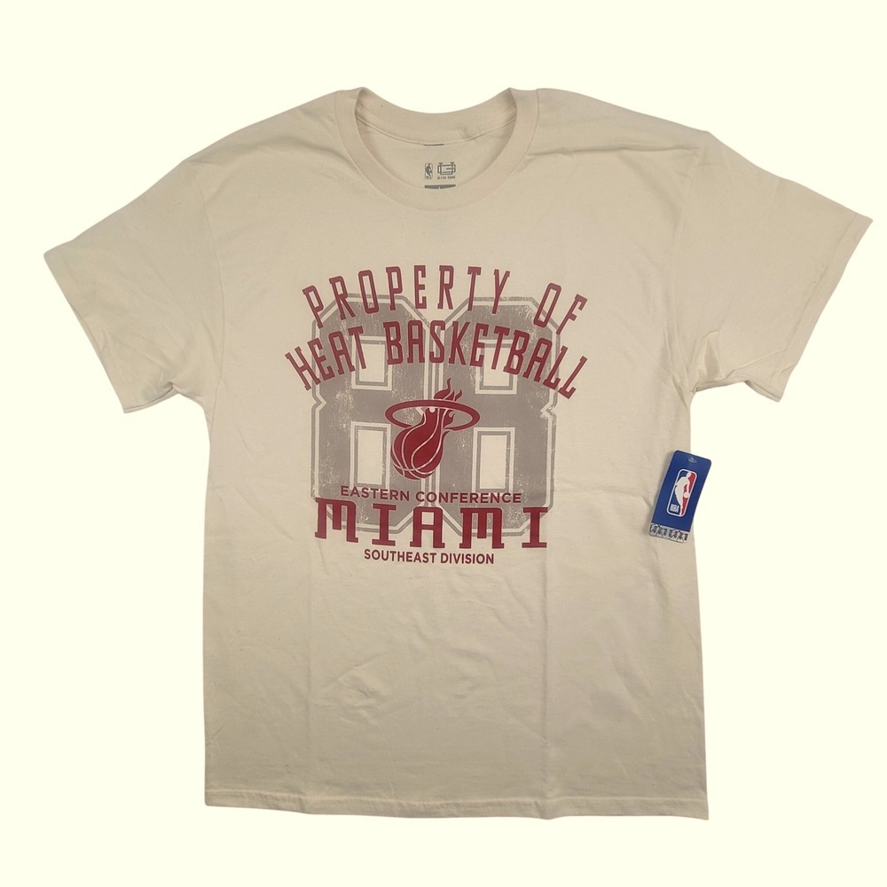 Miami‎ Heat Basketball T Shirt Large Cream NBA Eastern Conference NWT Ultra Game